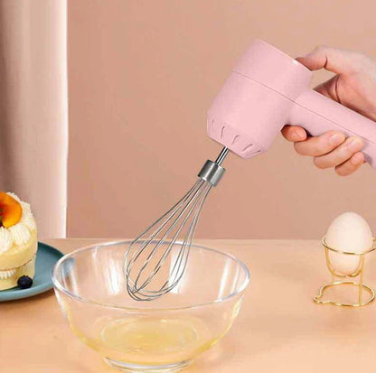 Portable cordless electric hand mixer with 3 mixing speeds and stainless steel beaters