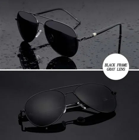 Polarized sunglasses with TAC lens, alloy metal frame, mirror finish, UV protection