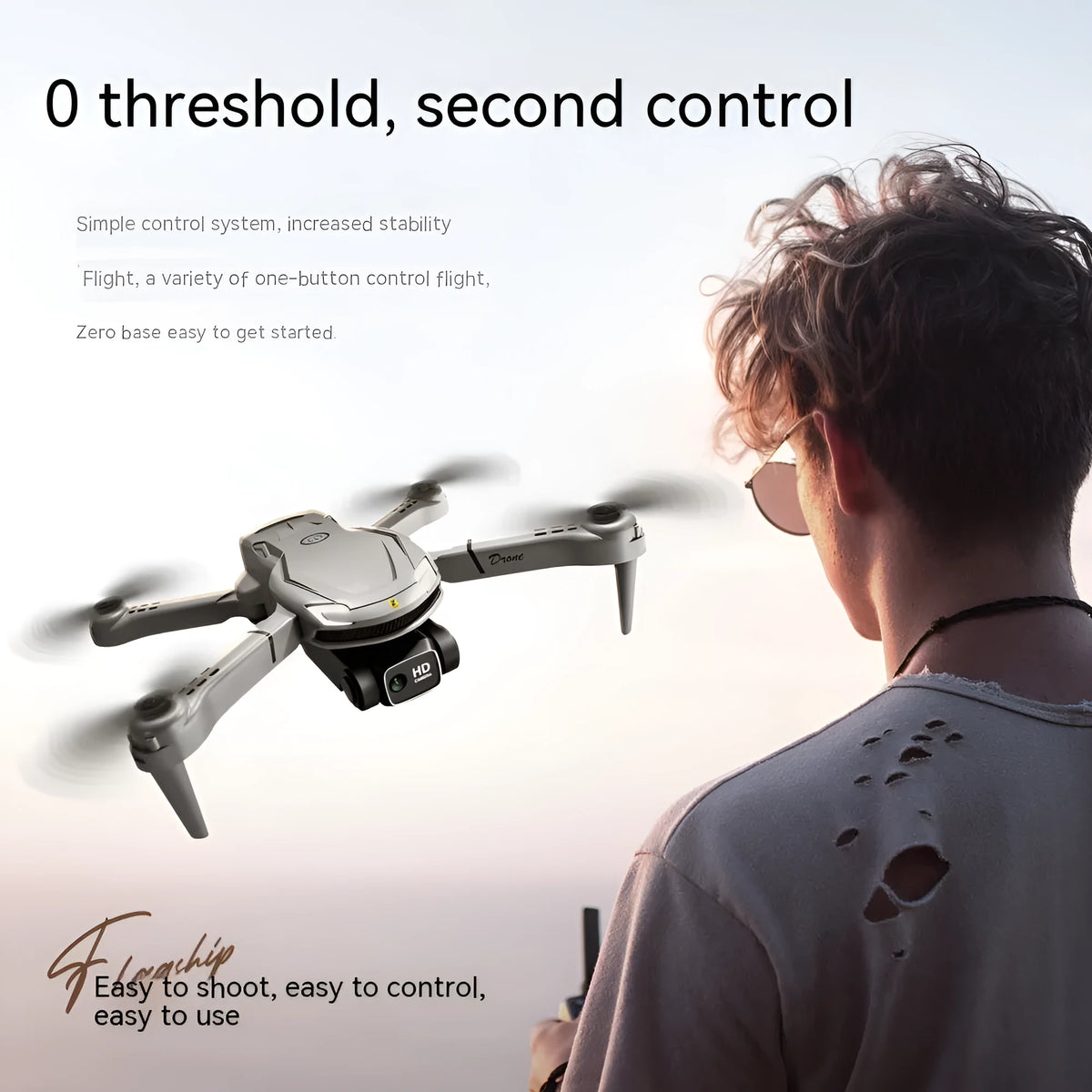 V88 UAV drone in black with 4K dual cameras, folded plastic body measuring 13x8x6cm