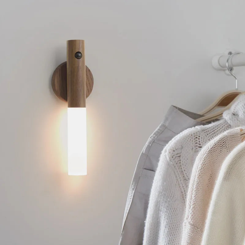Smart sensor LED desk lamp in solid wood and organic glass, 182 x 63 x 25mm, warm white 2700K-3000K, Coffee or White