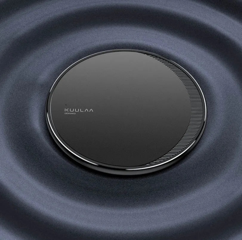 Black Kuulaa KL-CD16 wireless disc charger for mobile phones with LED indicator light