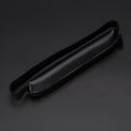 Long slim PU leather pencil case in beige grey, black, black crocodile pattern, and brown crocodile pattern.