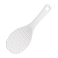 Flexible PVC suction cup rice scoop 19cm length blue colour mounted on kitchen tile