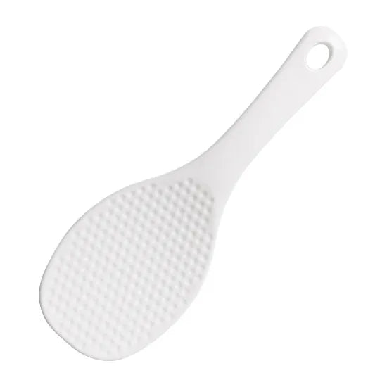Flexible PVC suction cup rice scoop 19cm length blue colour mounted on kitchen tile