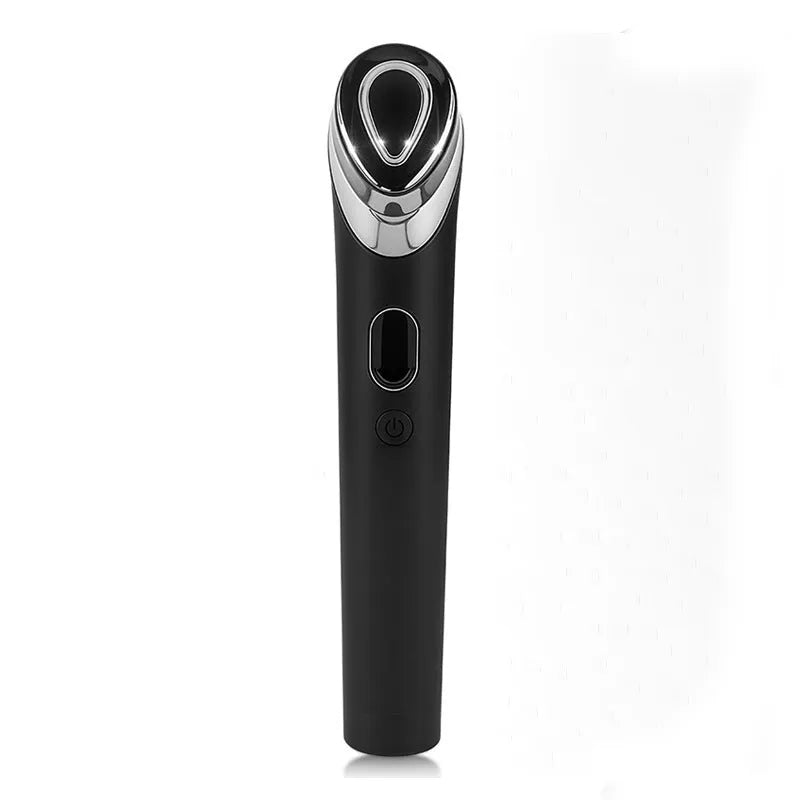 Black portable eye massager with LED light therapy and vibration functions