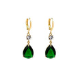 Geometric teardrop earrings in vivid green with alloy construction