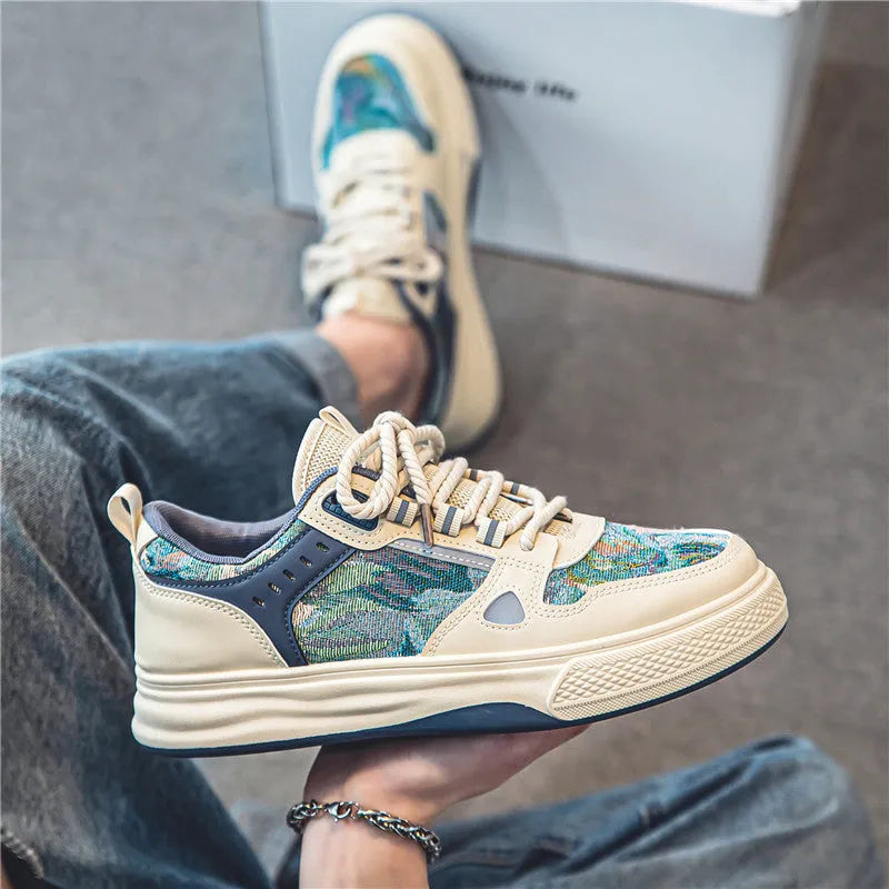 Canvas casual tide shoes in Milan green and beige colours with flat heel and round toe design