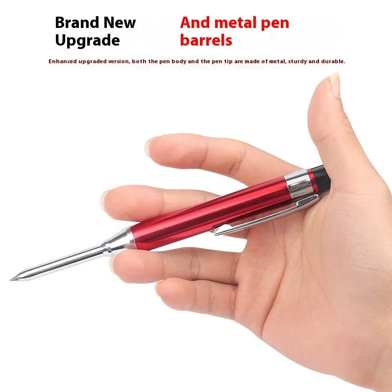 2.8mm metal long head deep hole carpenter's pencil with fine tip, black colour option, on a wooden surface