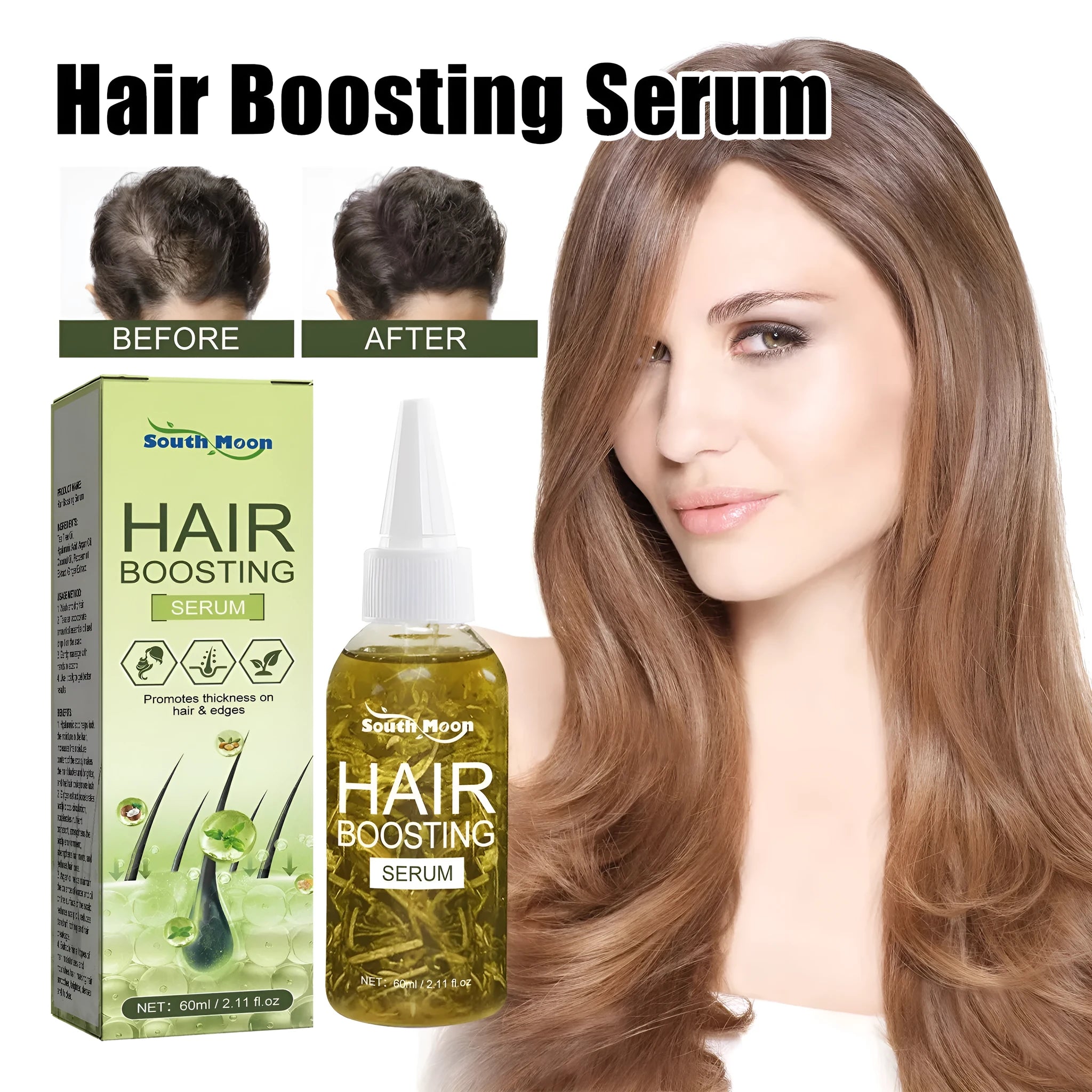 60ml bottle of hair care essential oil for repairing hair fall, dry ends and brittle hair