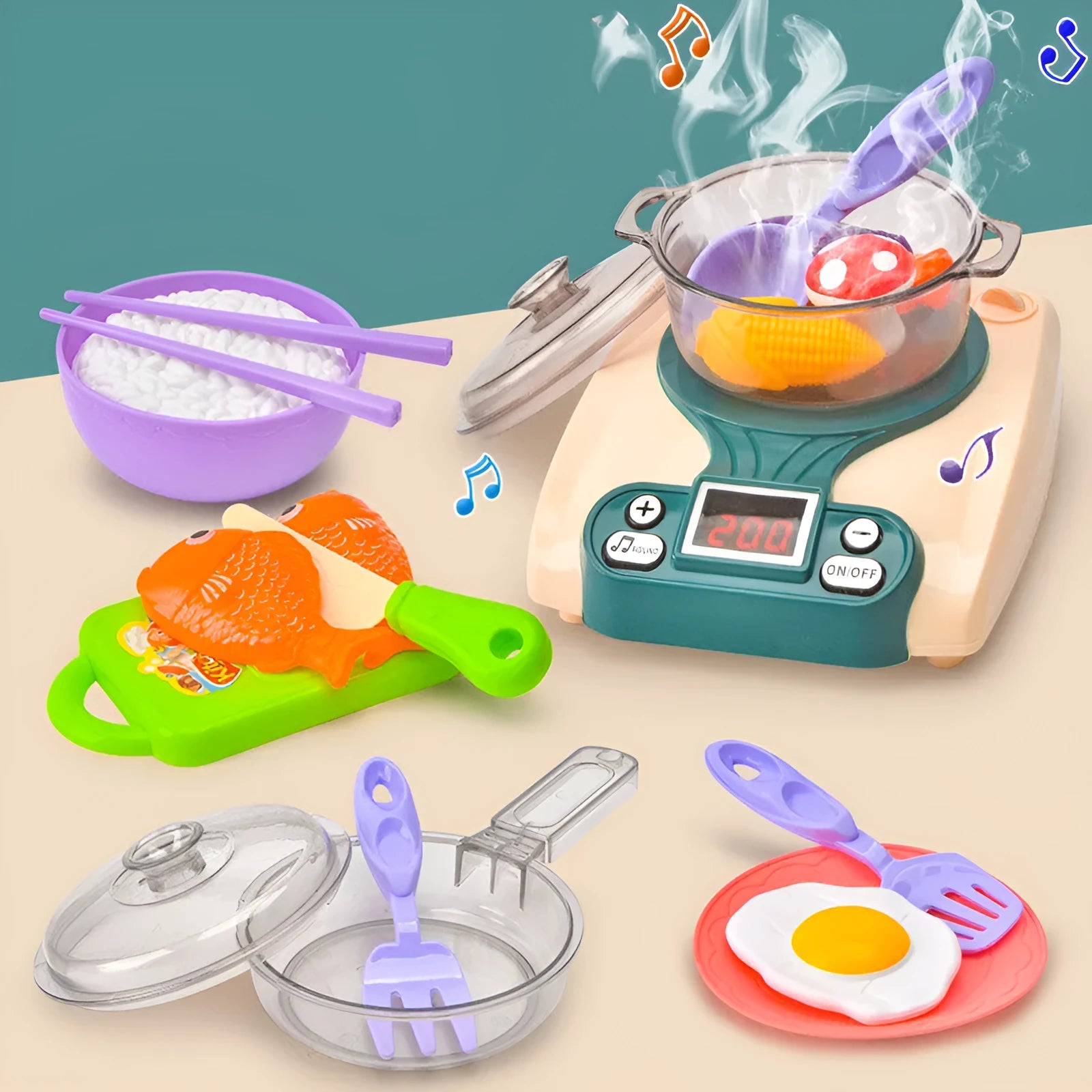 Plastic kitchen play toy with induction cooker design for infant development