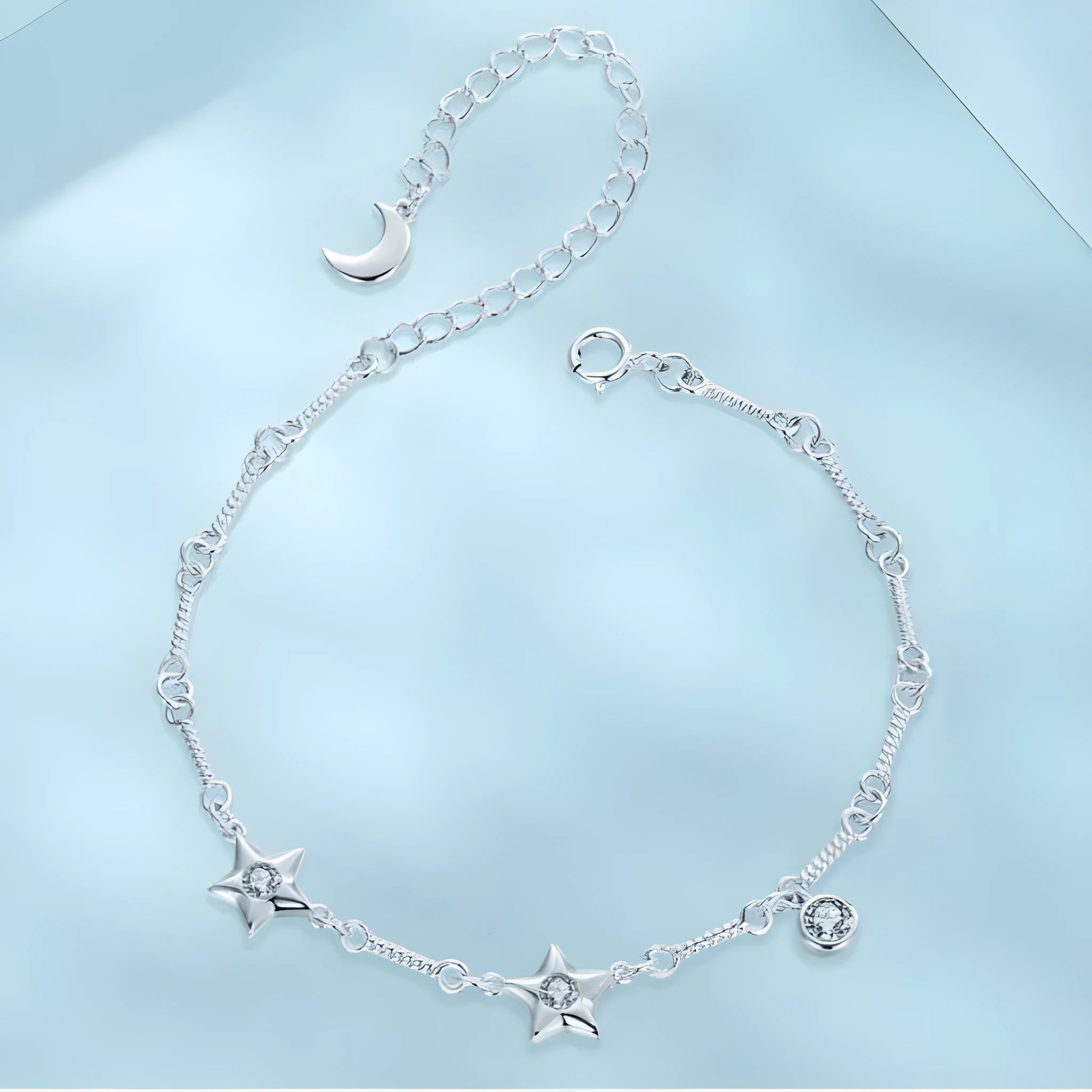 Silver star shape three-dimensional bracelet electroplating finish women normcore style