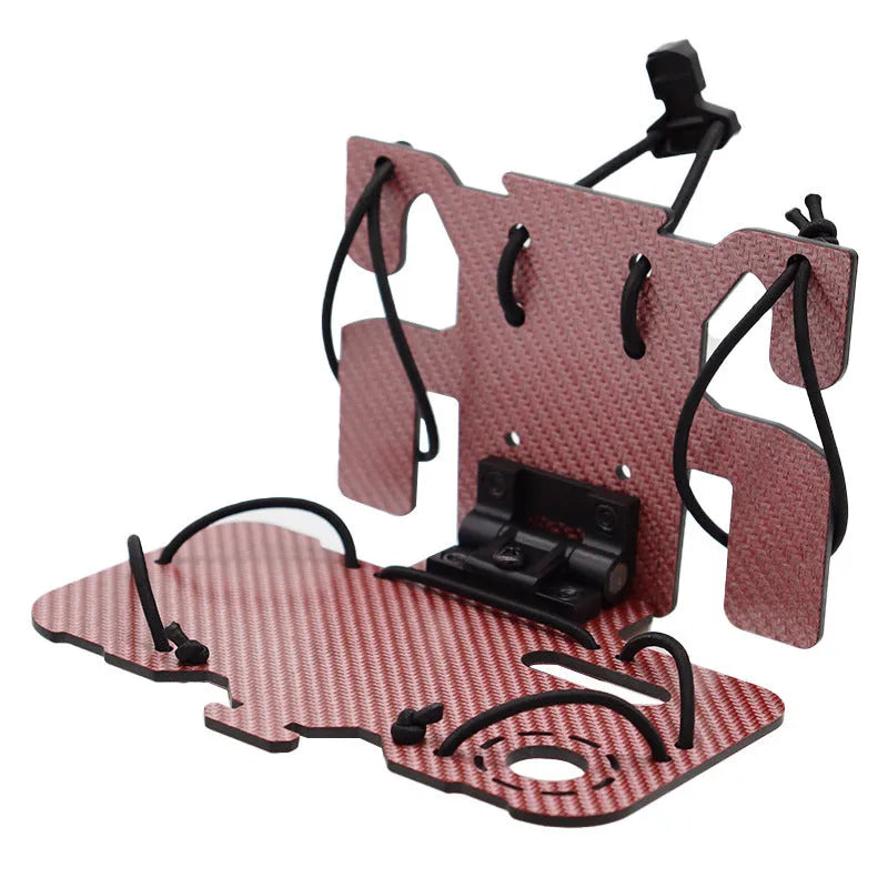 Black carbon fiber folding navigation board with MOLLE system mounting for tactical vest chest hanger