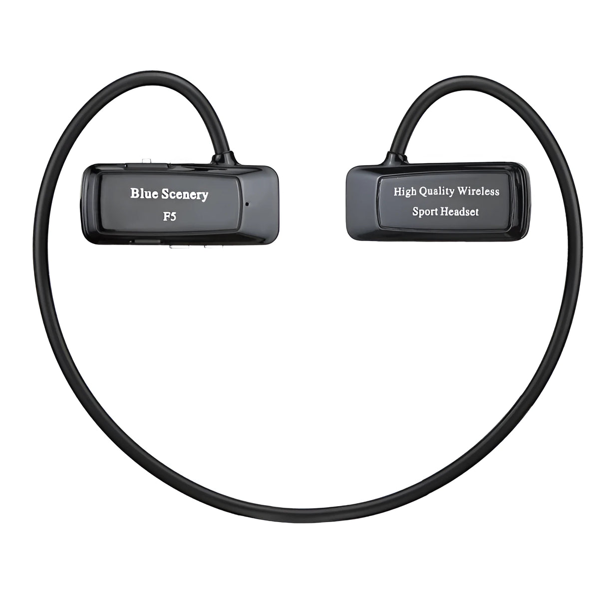 F5 wireless Bluetooth headset with hanging ear design in black