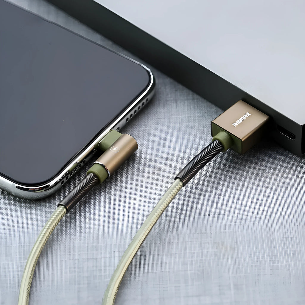 Rotor 1 metre single head data cable in three colours black grey green with 8PIN Micro USB connector