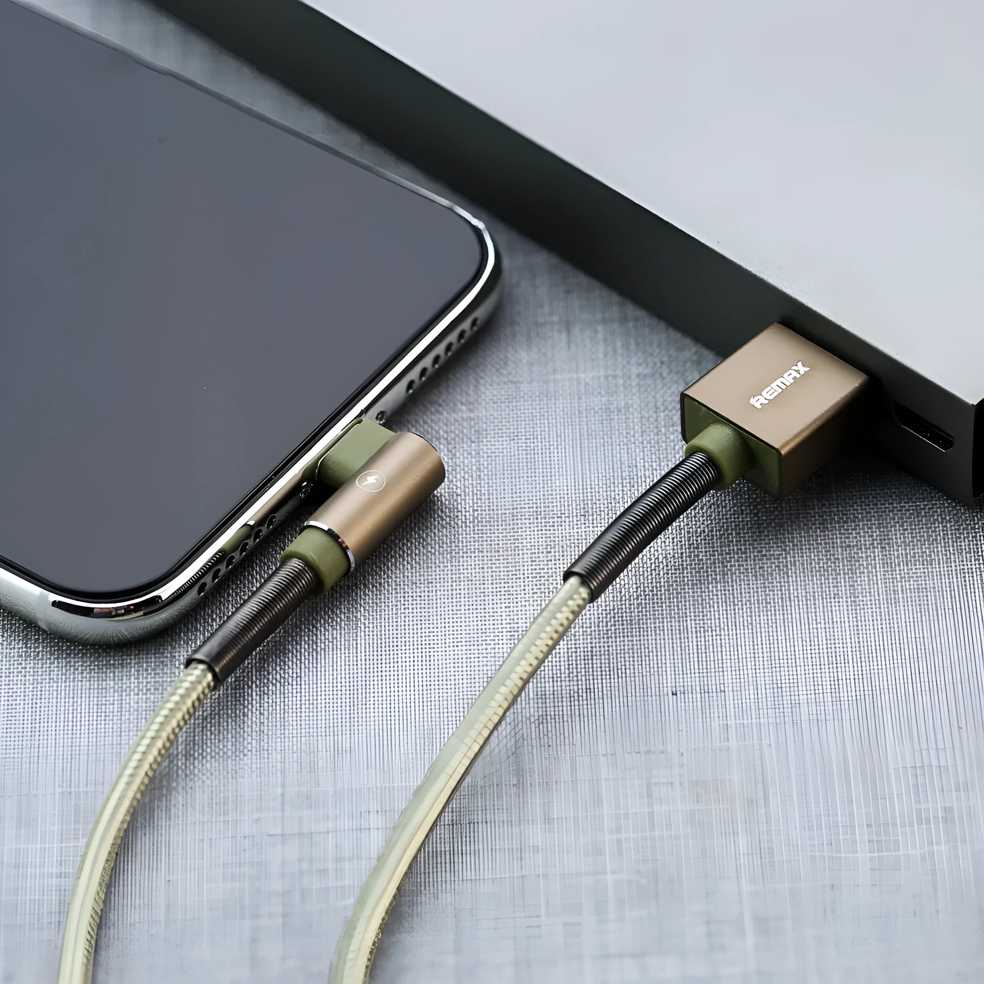 Rotor 1 metre single head data cable in three colours black grey green with 8PIN Micro USB connector