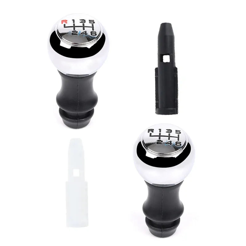 Aluminium alloy and ABS gear controller handball for Peugeot models with black font shift pattern on black background