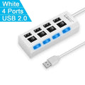Black and white USB 3.0 hub showing 4-port and 7-port models for computer connectivity