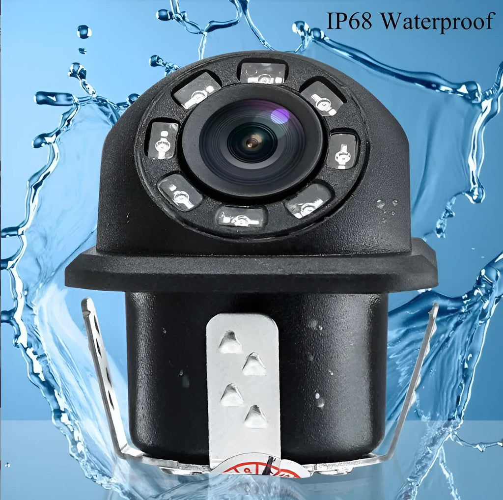 Black reversing HD rear view camera with aluminum alloy shell, IP67/68 waterproof and 6.8 shockproof for GM vehicles.