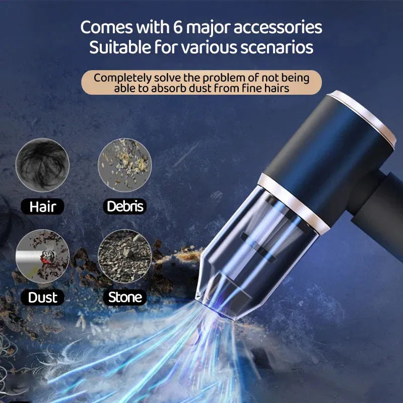 Black Gold rechargeable mini handheld vacuum cleaner with 5V rated voltage for car and household dust removal