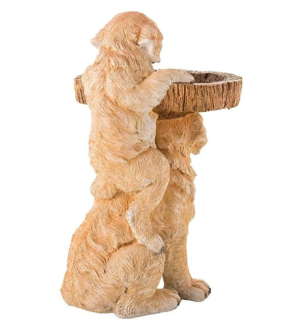 Handmade resin raccoon garden ornament 21cm tall on wooden table modern simple style