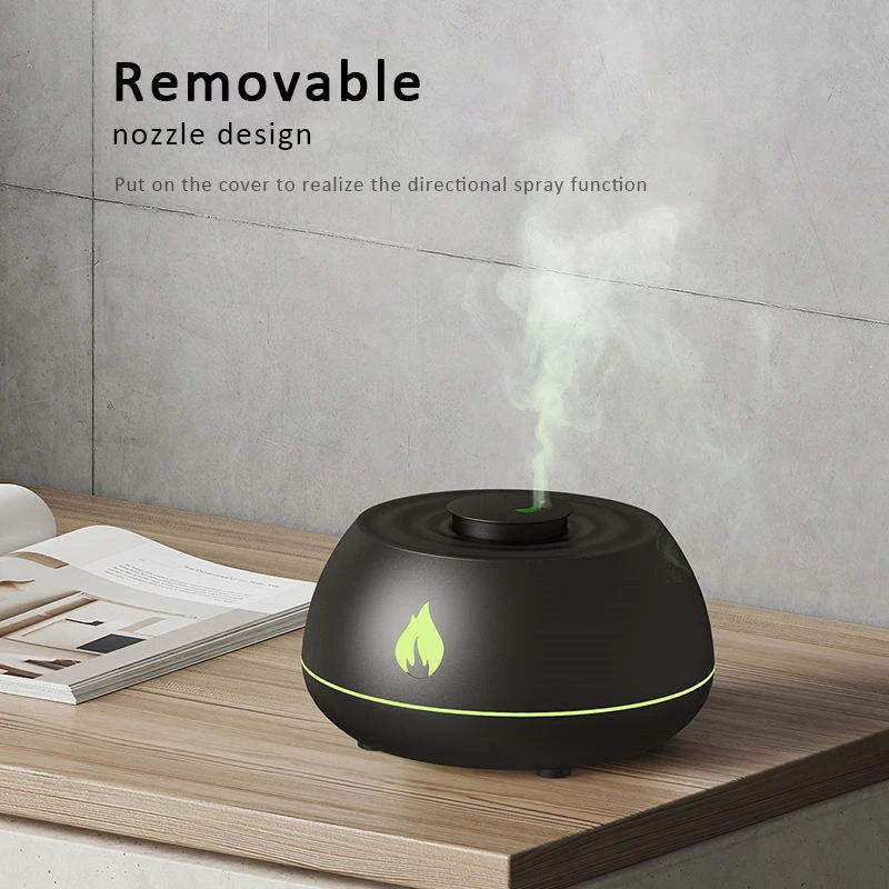 Relaxing Aroma Mist Humidifier with Soothing Flame-Like Lights, Customizable Color Gradient, and Targeted Mist Function