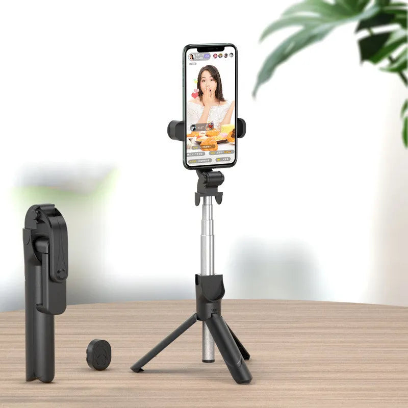 Aluminium alloy selfie stick for mobile phones in black, green, pink, or white with optional mini flash
