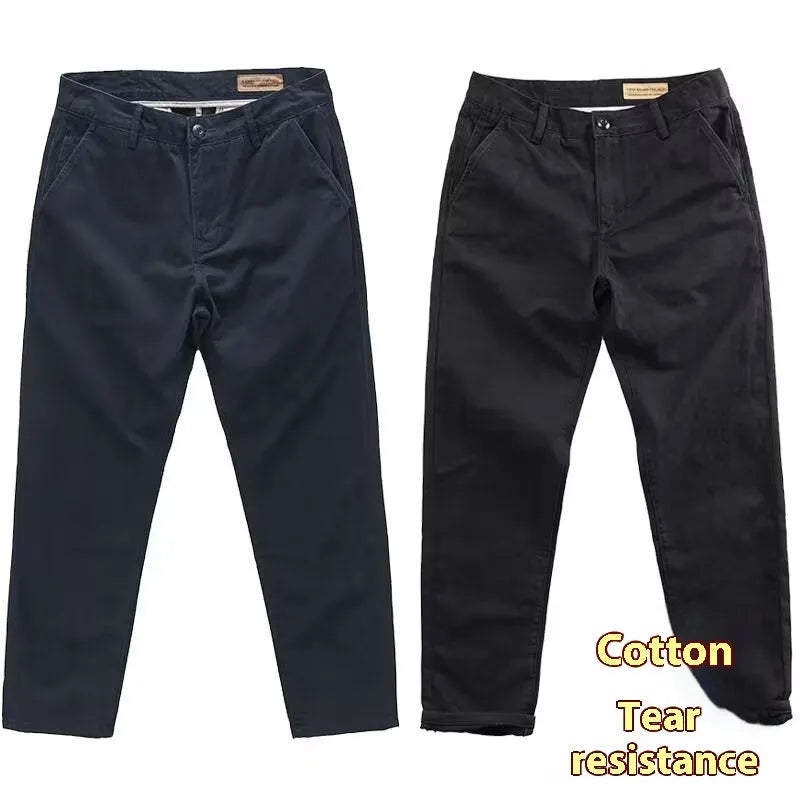 Men's slim fit casual trousers in micro elastic washed fabric with straight leg styling in solid colours