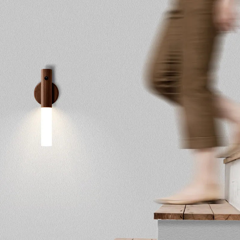 Smart sensor LED desk lamp in solid wood and organic glass, 182 x 63 x 25mm, warm white 2700K-3000K, Coffee or White