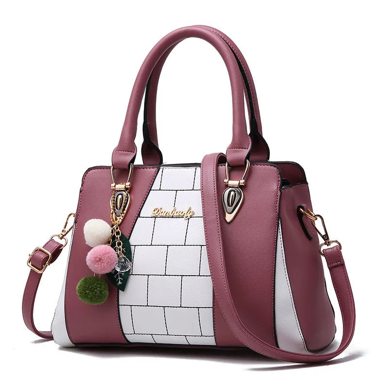 Large PU leather shoulder bag for women, horizontal square shape with car suture design, zipper closure, available in multiple colours