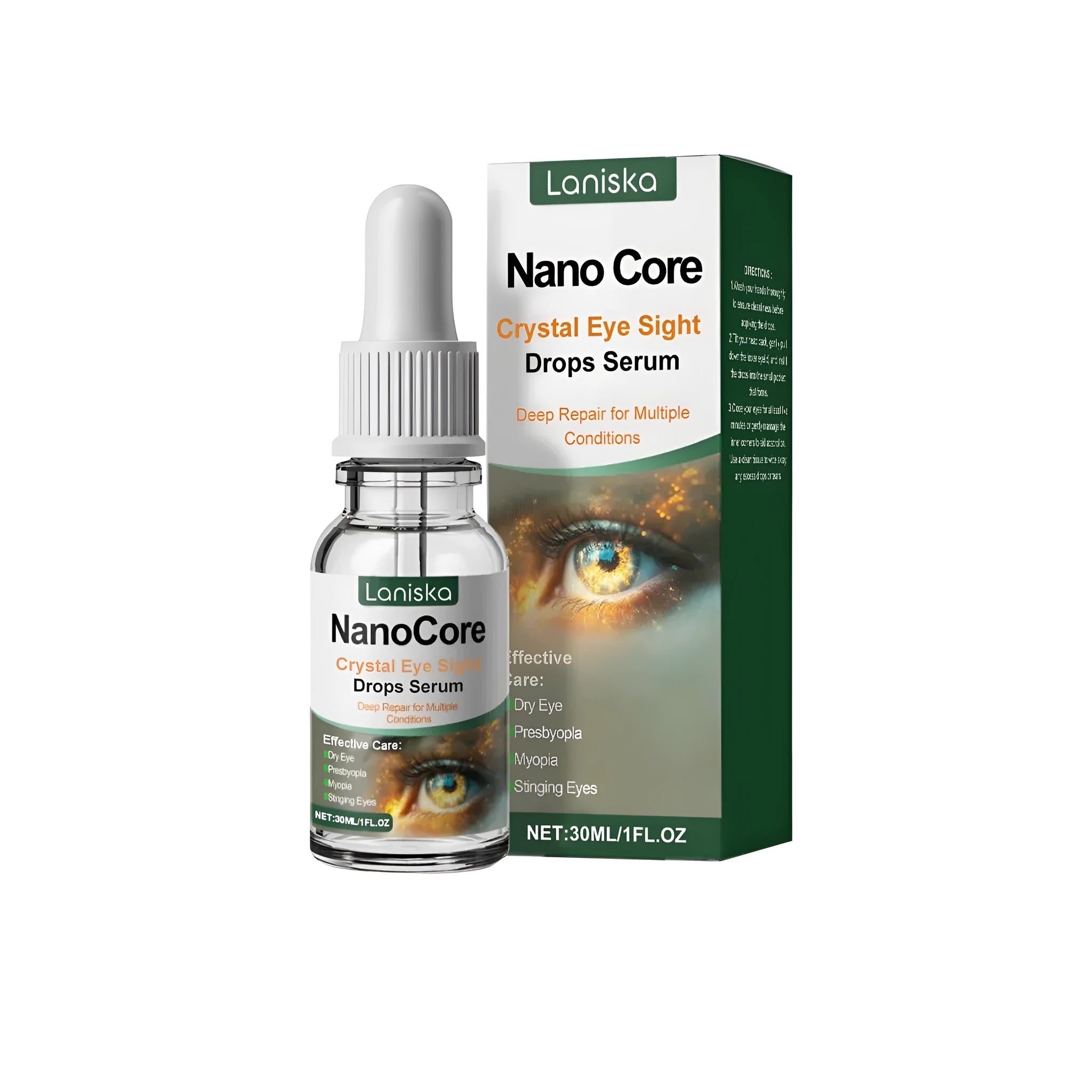 Crystal Eye Sight Drops Serum 30ml bottle with dropper, soothing mint eye liquid