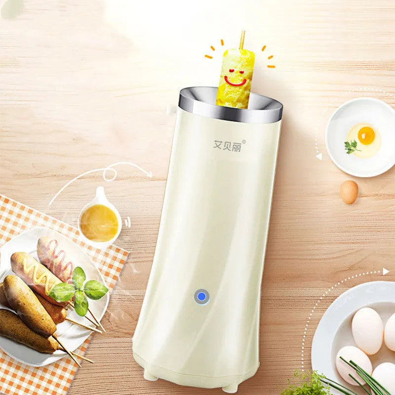 Mini breakfast machine in beige white colour on kitchen countertop