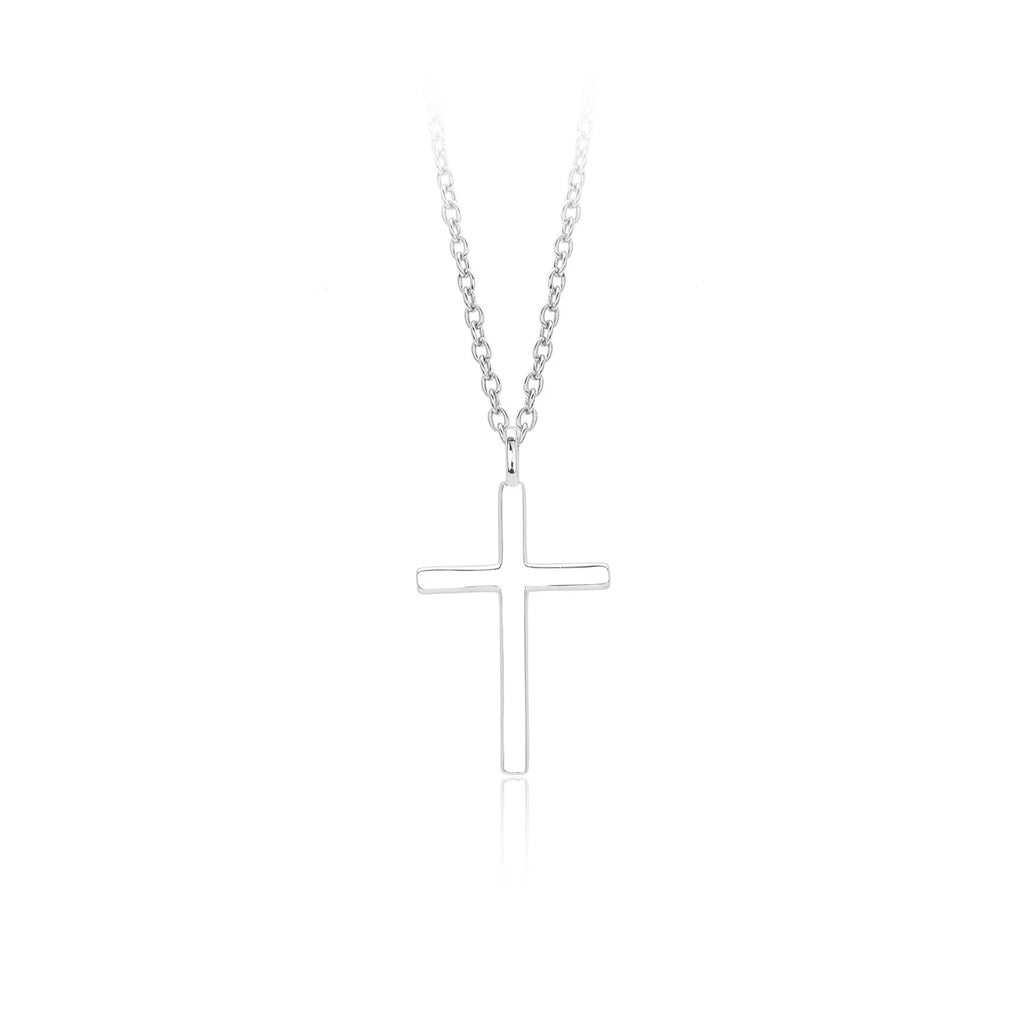 S925 sterling silver cross pendant necklace with adjustable O-shaped chain in gold, platinum or rose gold finish
