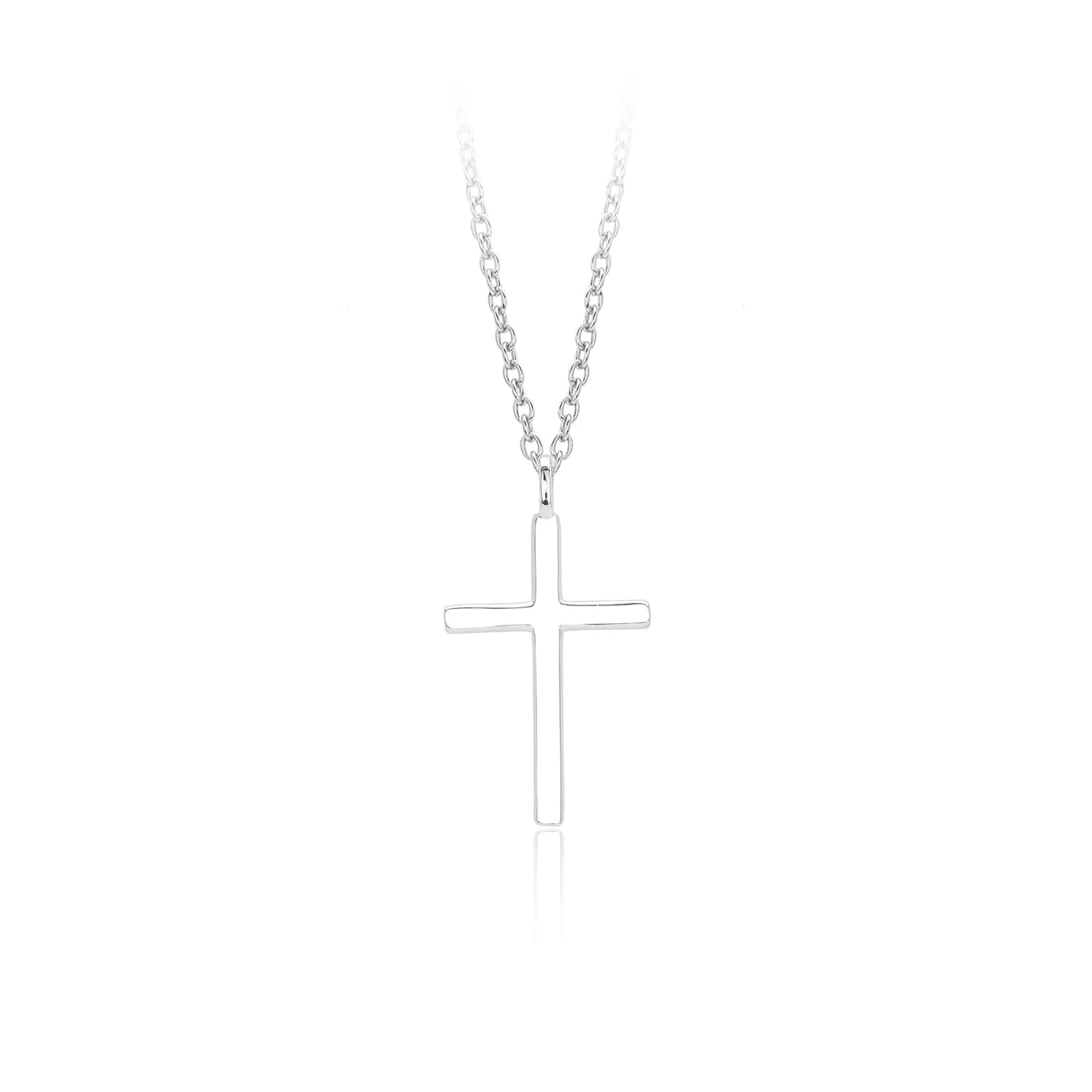 S925 sterling silver cross pendant necklace with adjustable O-shaped chain in gold, platinum or rose gold finish