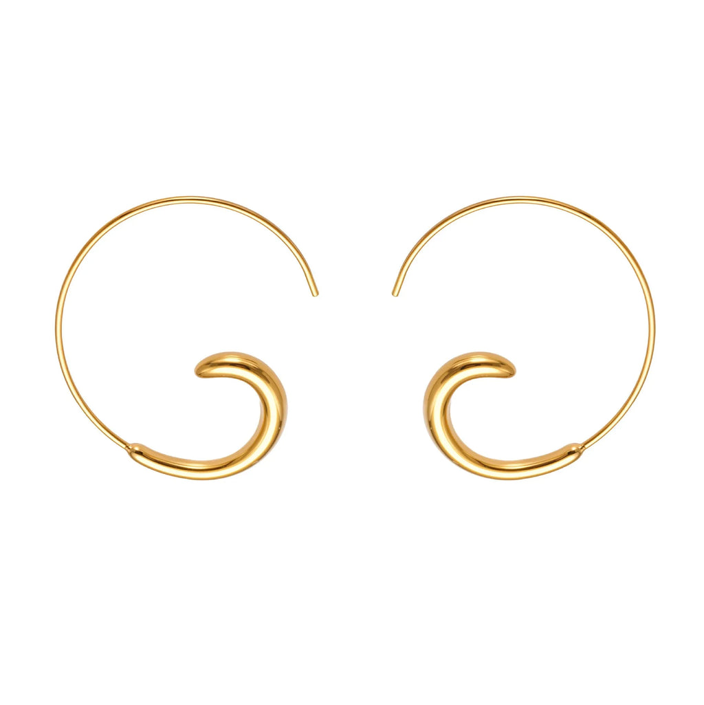 Gold-plated stainless steel geometric ring earrings for women, ins style, one pair