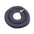 Blue adjustable Elizabethan recovery collar for a dog or cat on a white background
