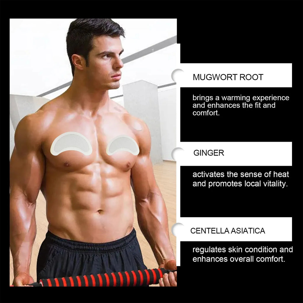 Pack of four thin men's figure control chest patches with natural ingredients