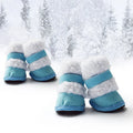 Thick lamb wool pet shoes for small dogs winter non-slip suede dog booties in blue khaki pink
