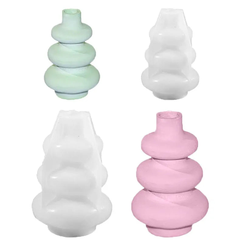 Three-layer circle vase ornament silicone baking mold in irregular shape for cake decorating