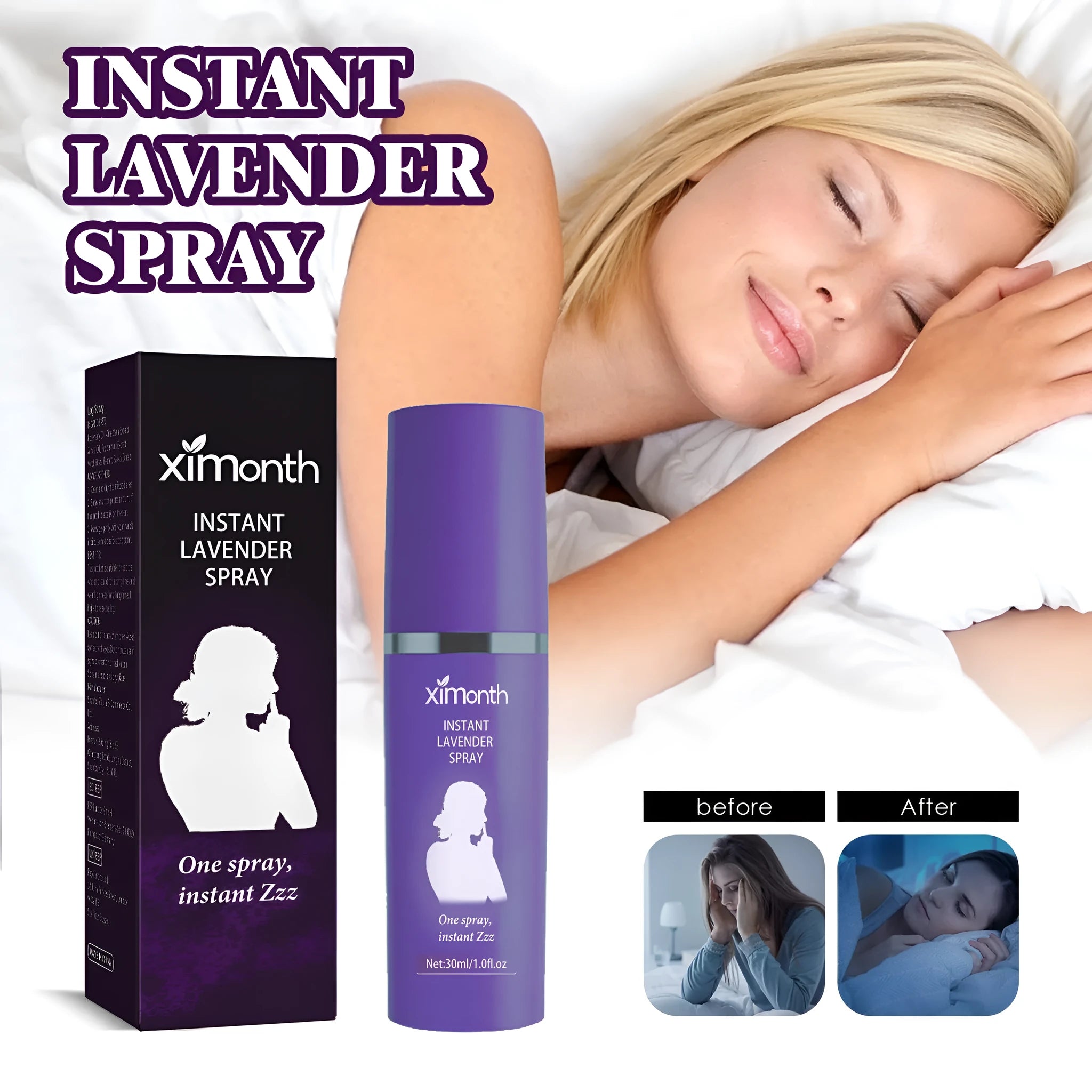 30ml lavender sleep spray bottle for aromatherapy and body fatigue relief