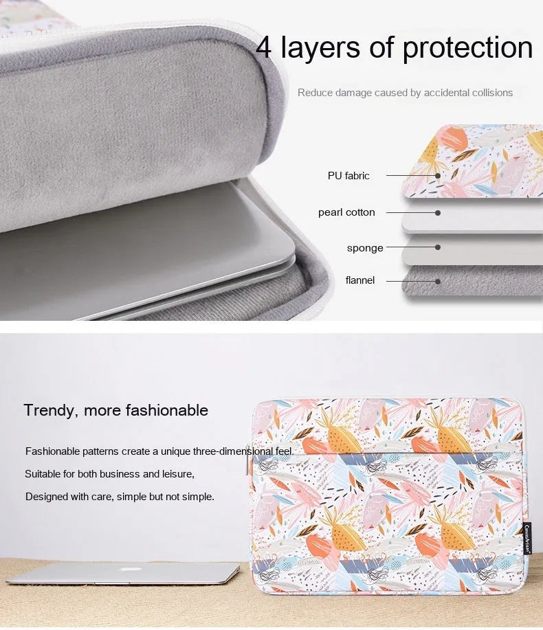 White PU leather waterproof laptop inner sleeve for 14 inch laptops