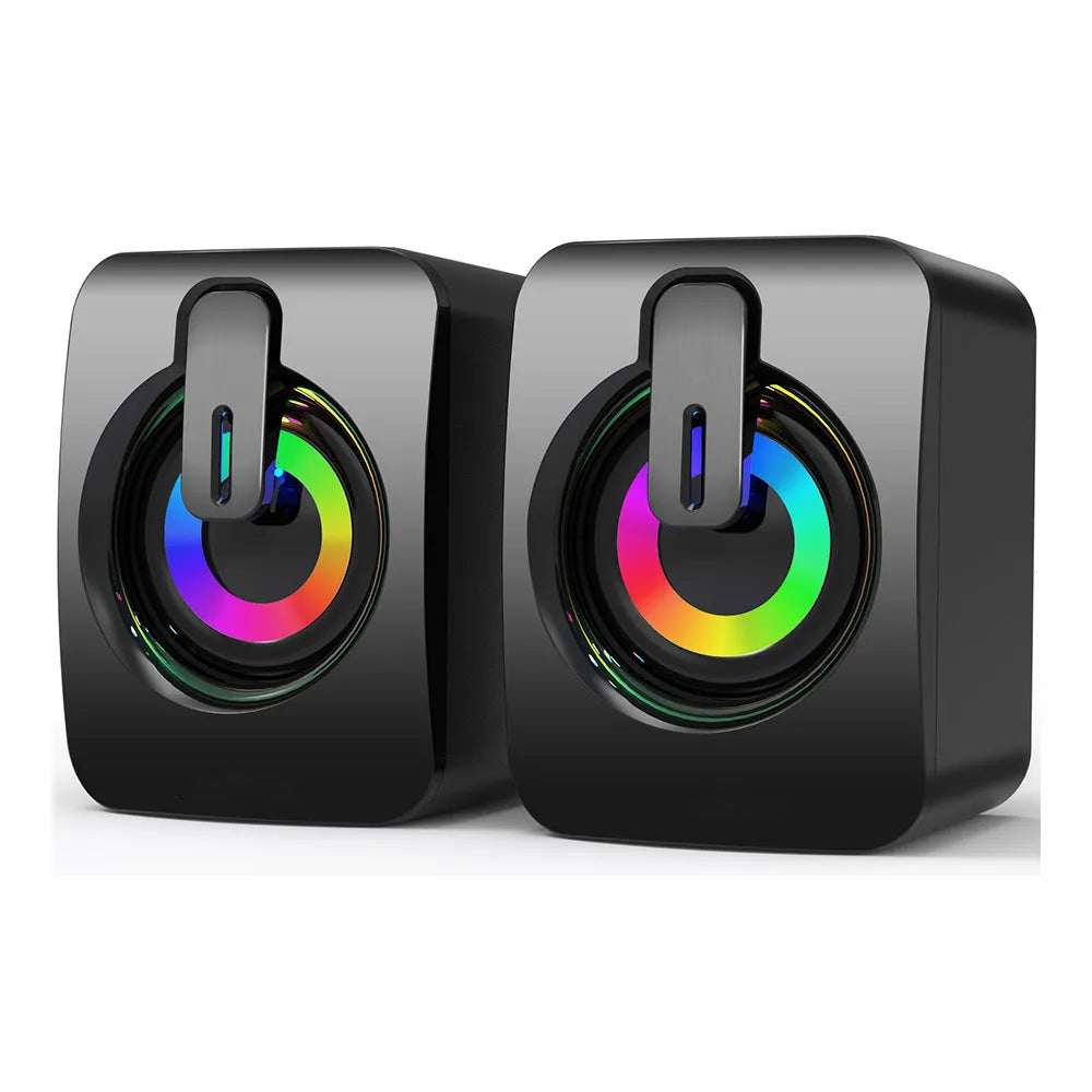 Pair of USB mini multimedia wired plastic speakers in A2 VIP Version Black with 2 channels and 60Hz-15KHz frequency range