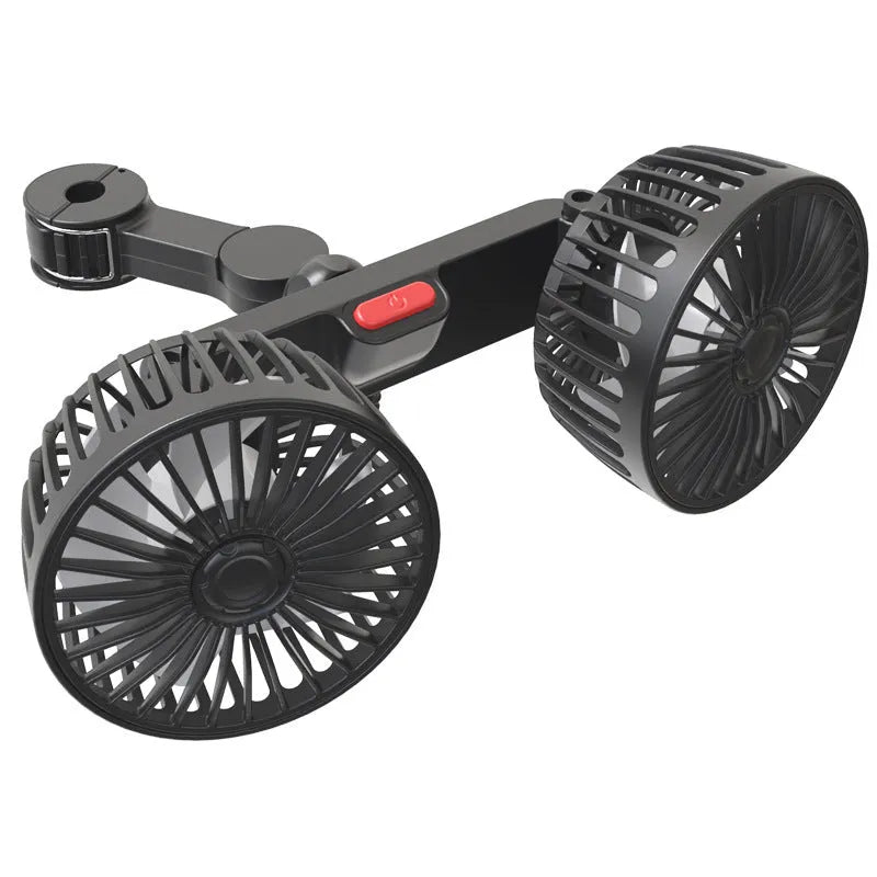 Black F4207 car USB rear pillow fan with single head and pillow-style mount.