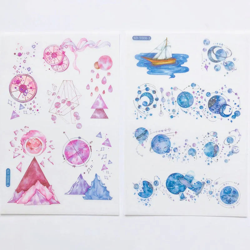 Abu Sticker Japanese paper fantasy stars design 10.5x14.1cm hand account set