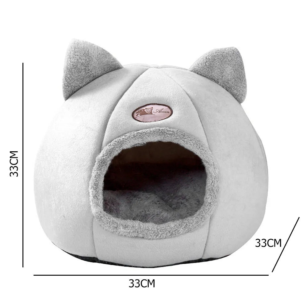 XL sized fully enclosed cat sofa bed with zippered flap in a soft plush interior