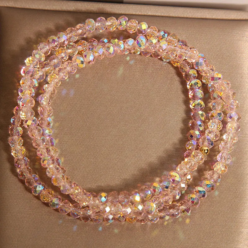 New Chinese style multi-layer champagne crystal bracelet for women with three circles of crystal beads