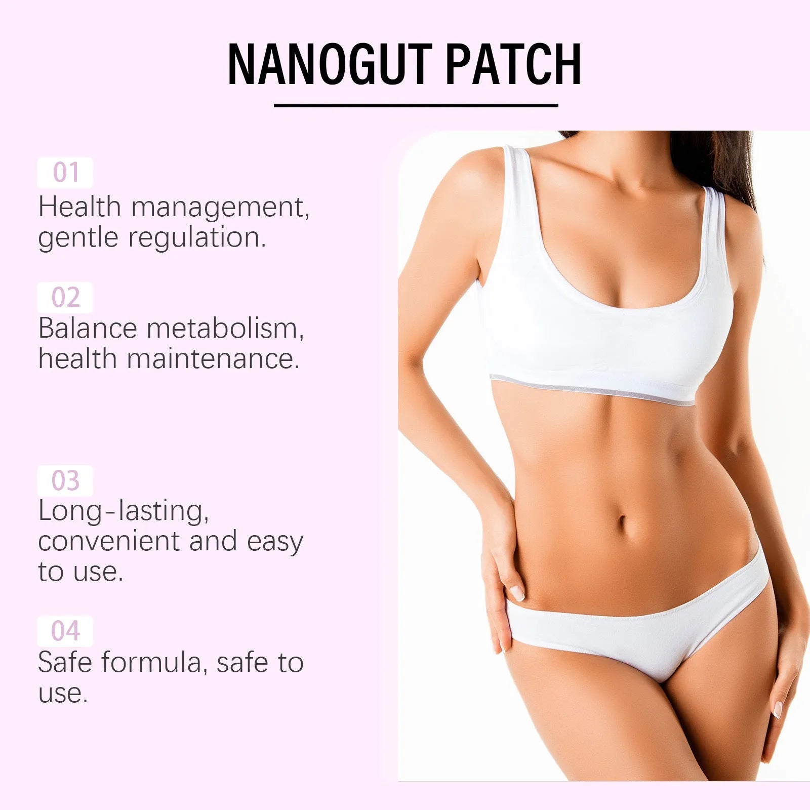 Four 3x3cm nursing adhesive bandage patches with active ingredients display