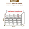 Transparent acrylic mobile phone storage cabinet with charging hole, small grid 10x5x18cm, for office desk use