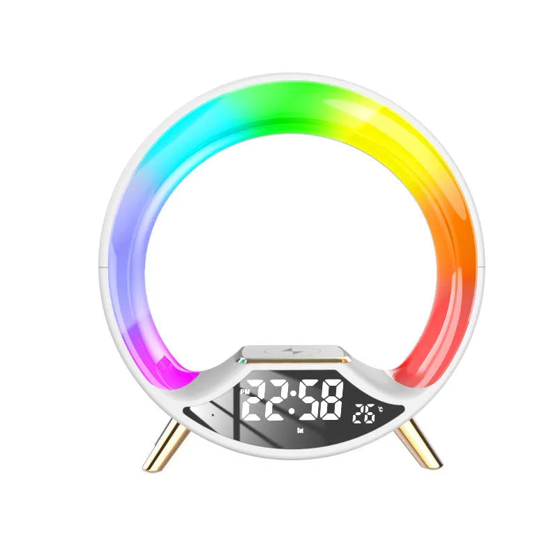 O Light three in one wireless charging Bluetooth speaker night light with digital clock display