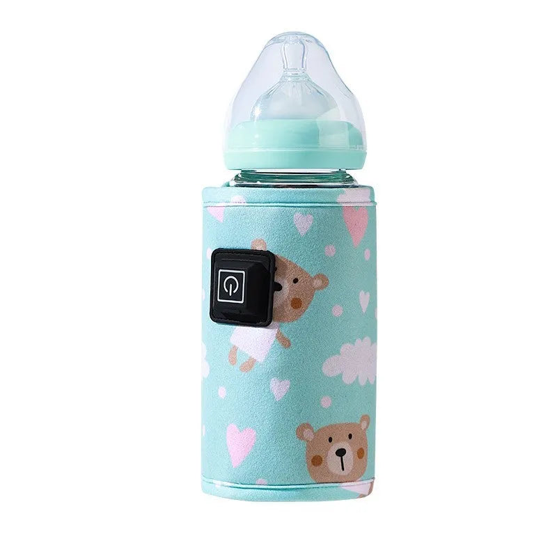 Blue dinosaur cartoon USB baby bottle warmer and insulation cooler bag with thermostatic heating.