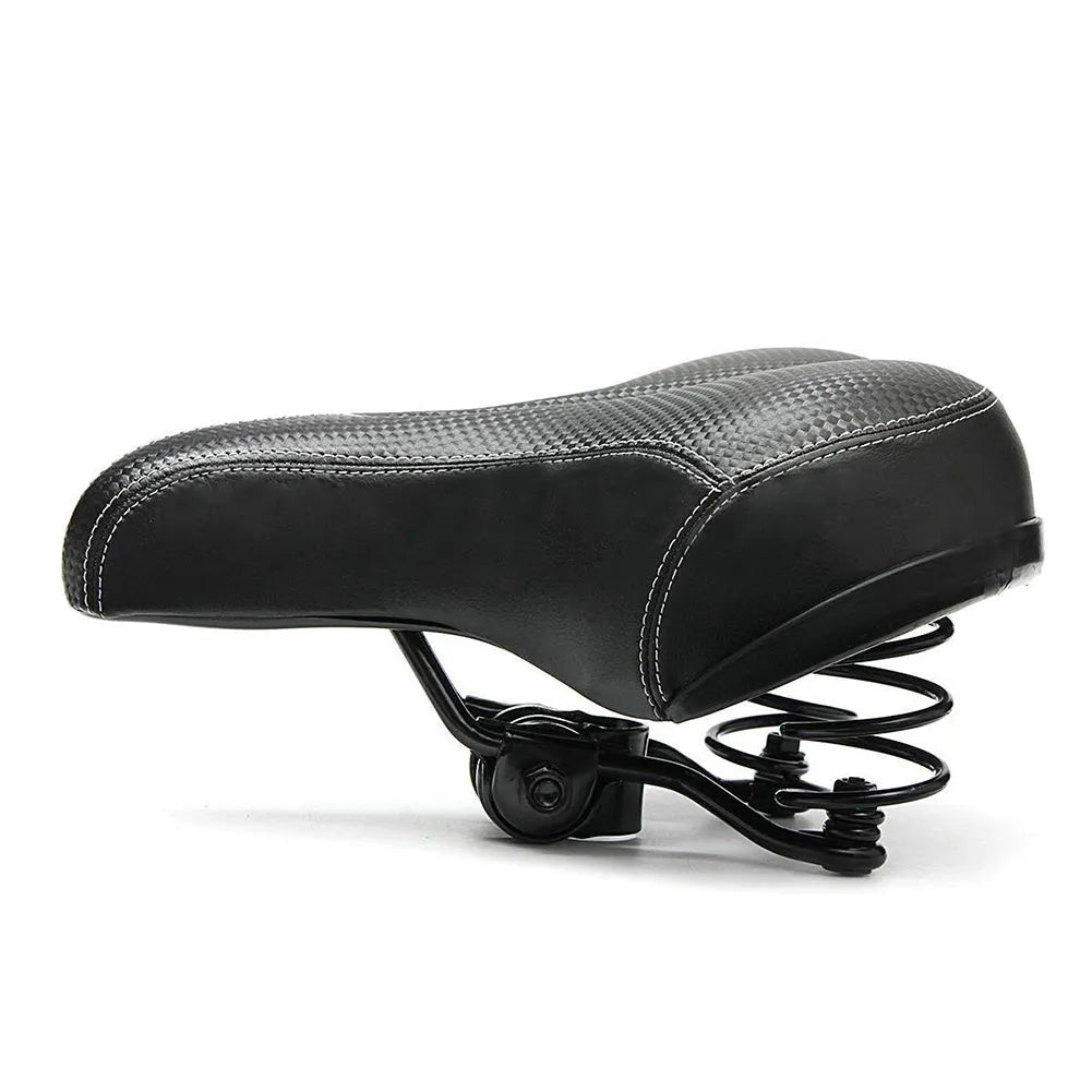Black leather mountain bike saddle cushion for MTB cycling, practical replacement bicycle seat